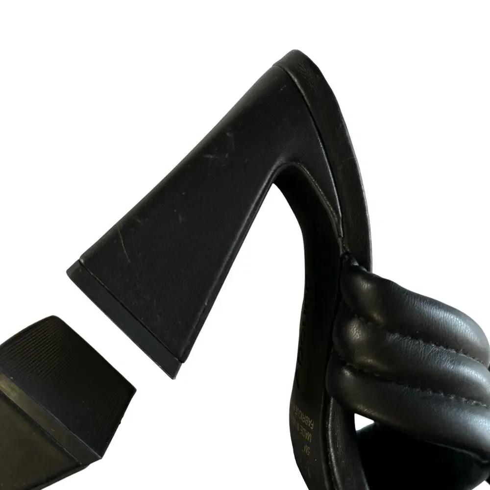 Abound Women’s Black Block Heel Faux Leather Crossover Strap Sandals Size 5